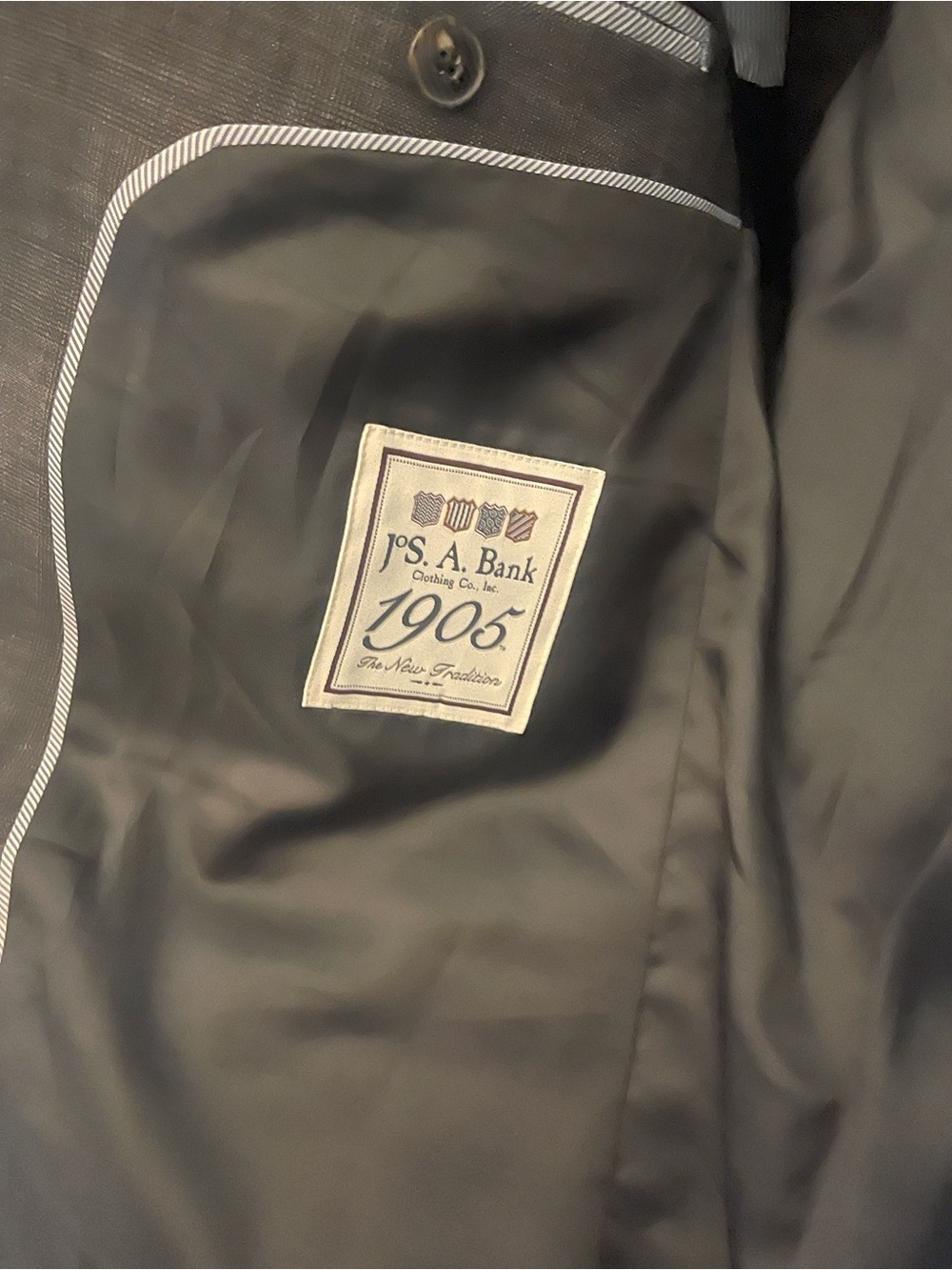 JOS. A. BANK 1905 Blazer Sport Coat 44 Reg 98%Wool Solid Gray Tailored Fit - Picture 5 of 6